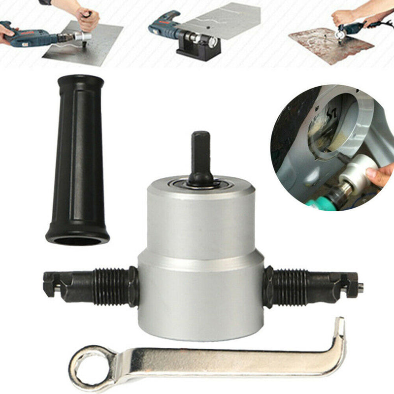 Double-Head Sheet Metal Nibbler Saw Cutter Cutting Tools Power Drill Attachment