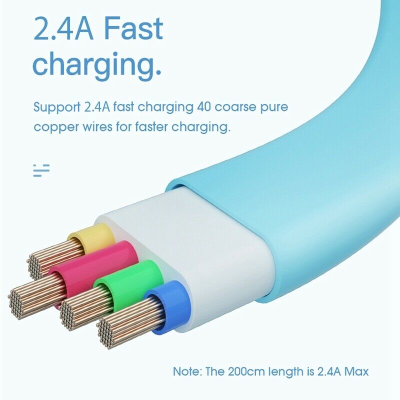 Essager Mini Usb Cable 2.4A Fast Charge Cell Phone Cables Flat Cable Charge X5K7