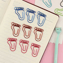 20 PCS Foot Shape Paper Clips Creative Interesting Bookmark Clip Memo Clip