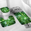 4Pcs Home Bathroom Decor Set Bathroom Bamboo Forest Pattern Toilet Seat Cov