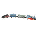 8 Inch Pull Back Train Set with Blue Die Cast Engine Locomotive for Kids