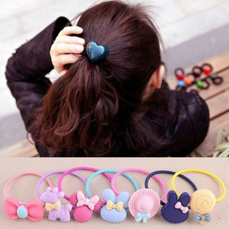 10pcs/Pack Cute Elastic Hair Bands Kids Rubber Band Girls Rope Ring Hair Access