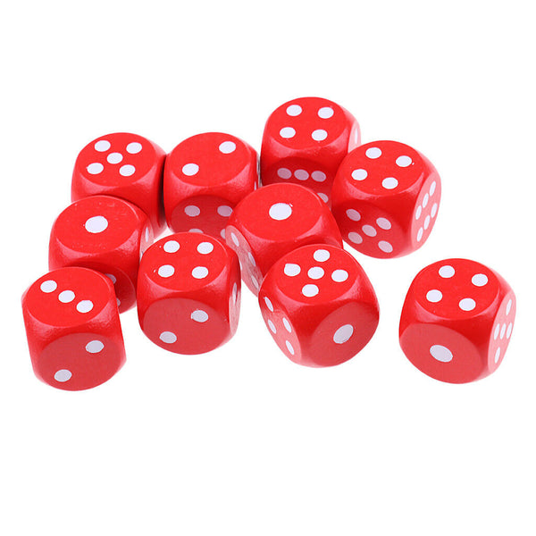 Collectible D6 Wooden Dice Dotted 10x for Table Card Game MTG DND Prop Red