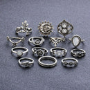14 Pcs/ Set Bohemian Engraving Punk Moon Flower Leaves Water Drop Tarot Sym J9B3
