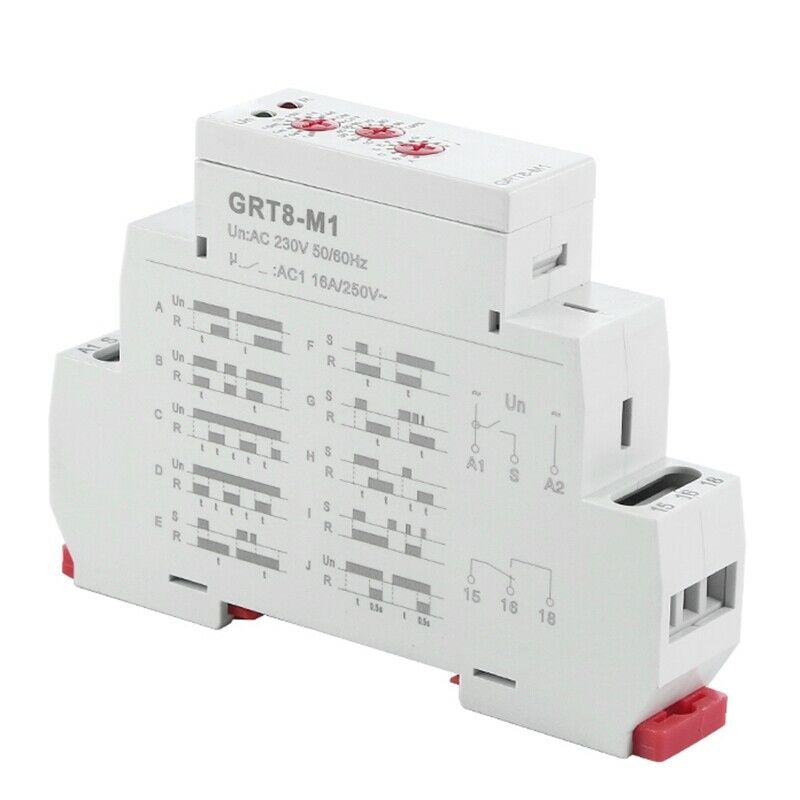 GRT8-M1 16A Multifunction Timer Relay with 10 Function Choices AC 230V Time A7U4