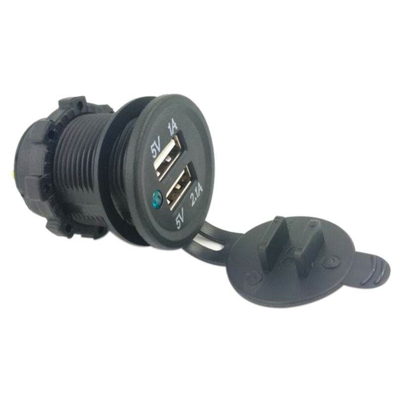 DC 12V/24V Dual USB Power Motorcycle Car Cigarette Lighter Charger Socket PluJ!E