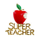 Red Super Teacher Xmas Gift Unisex With Crystal Brooch Pin Show Your Love  Gw