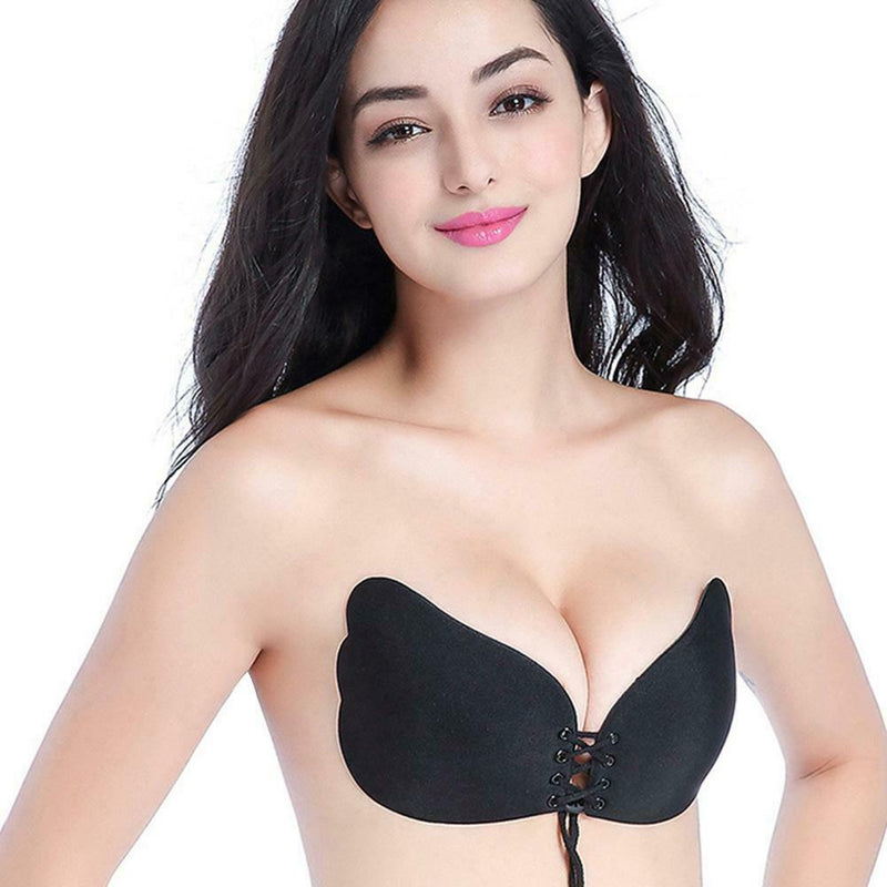 Sexy Wireless Push Up Invisible Bras Women Adhesive Fly Bra (Dot Black C) A