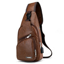 Mini USB Interface Plenty of Space Mens Casual Bag Fashion Outdoor Sling Ba V8I4
