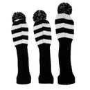 3x Golf Club Pom Pom Head Cover Knit Cover For Driver Fairway Wood Covers White