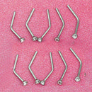 10Pcs 316L Surgical Steel Rhinestone Nose Bone Ring Stud Body Piercing Xmas Gift