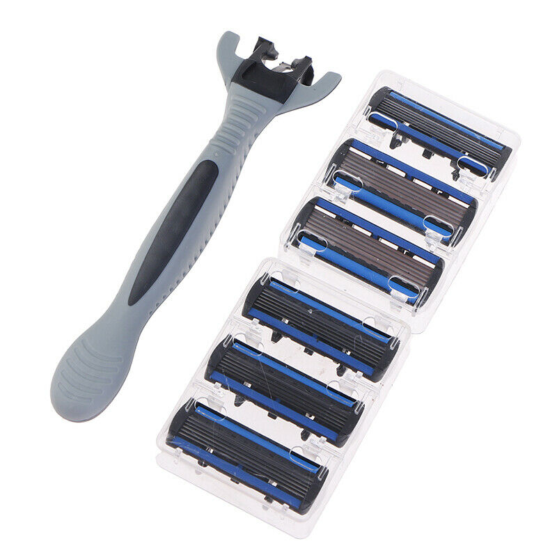 Men's Razor Blade Shaving Cassettes 6 Layer Straight Razor Beard Mach Bj