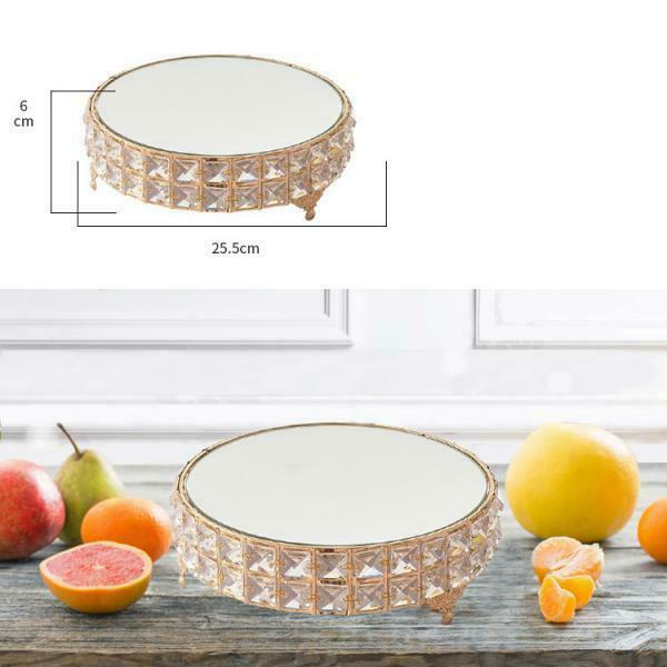 Nordic Style Metal Crystal Wedding Cake Stand Mirror Surface With Beads