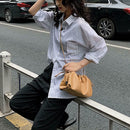 Fashion Women Shoulder Crossbody Bag PU Leather Solid Color Clutch (Camel) SN9F