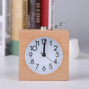 Alarm Clock Square 100% Wood No Ticking Snooze Backlight Digital Clock TableW9C6