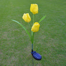 3 Heads Solar Power LED Simulation Tulip Light Yard Landscape Lamp (Yellow) A