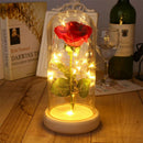 LED Light Artificial Rose Flower Glass Shade Wedding Decor Valentine's Day Gift