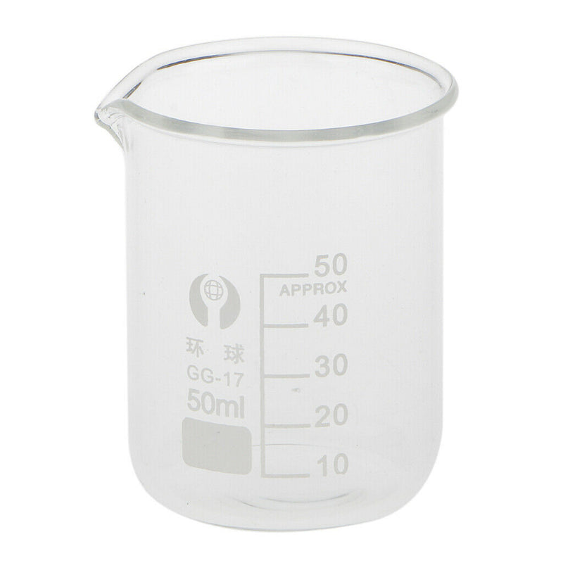 2 Pcs 10ml 50mL Glass Graduated Low Form Beaker, 2ml 10mL Graduation Interval