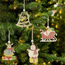 30pcs DIY Wooden Chips Santa Claus Pendants Christmas Tree Hanging Ornament A
