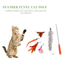 Pet Telescopic Feather Teaser Wand Rod Cat Toys w/Replacement Head (Orange)