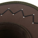 Adjustable Chin Strap Faux Leather Cowboy Hat Army Green for Man