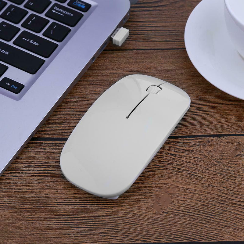 2.4GHz 1,000DPI Ultra-thin 3-Button Wireless Photoelectric Mouse (White)