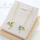 2 Pairs Hummingbird Earrings Ear Stud Threader Long Drop Tassel Crystal Dangle