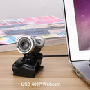 480P HD USB Webcam Clip Base Web Camera with Built-in Mic for Computer PC