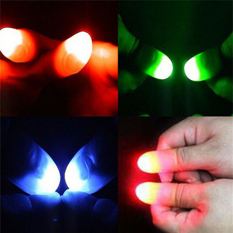 2Pcs Magic Super Bright Light Up Thumbs Fingers Trick Appearing Light Close MO