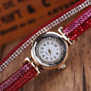 New Fashion Luxury Rhinestone Bracelet Watch Women Quartz Watch Red