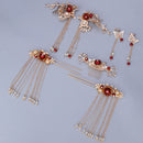 Chinese Traditional Wedding Comb Hair Stick Earring Set for Costume Drama