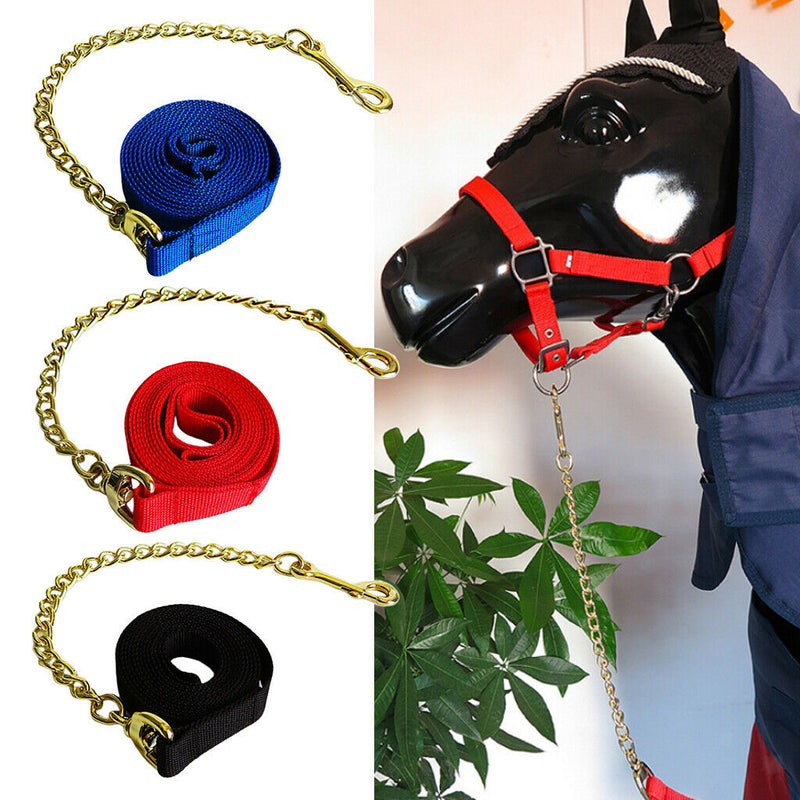 Copper Equestrian Horse Lead Rope Webbing Pony Rein Halter Grip Chain Red
