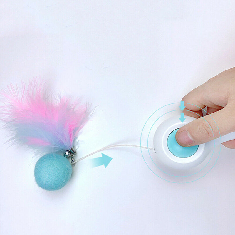 Funny Pet Automatic Telescopic Catcher Teaser Rod Cat Hair Ball Sticks Toys