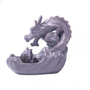 Glazed Chinese Dragon Backflow Incense Burner Cones Stick Holder Ornament a