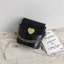 Women Bucket Shoulder Bag Leather Love Buckle Chain Crossbody Bags (Black)