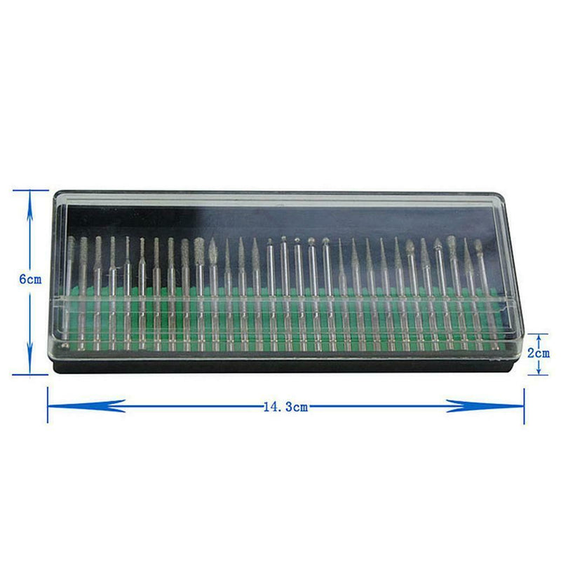 30pcs Diamond Grinding Heads Burr File Rotary Tool Jade Carving Drill Bit
