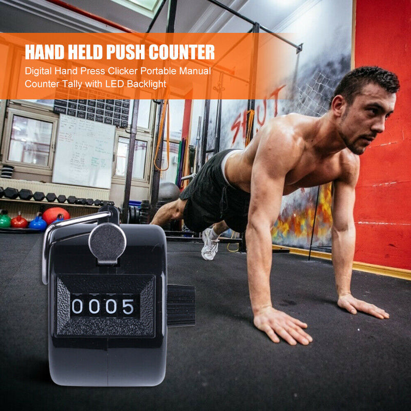 Digital Hand Press Clicker Portable Manual Tally with LED Backlight (Black)