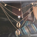 2pcs Fashion Shell Conch Clavicle Choker Chain Multi-layer Necklace Pendant CXS