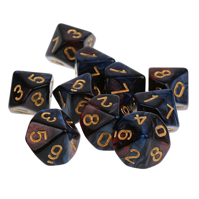 10pcs 10 Sided Dice D10 Polyhedral Dice for Dungeons and Dragons Table Games Red