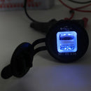 Waterproof LED Dual USB Charger Adapter Socket 12-24V Motorcycle Car (Color