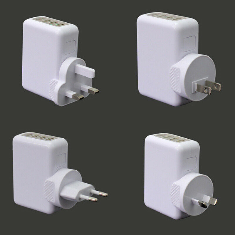 Portable AC 100-240V 4 USB Ports Wall AC Charger Adapter US/EU/AU/UK Plug  HDL