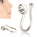 No-piercing Stainless Steel Crystal Ear Lip Hoop Ring Nose Clip Women JewelryMES