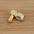 2pcs Right Angle 90-Degree RP-SMA Male to Female RF Coaxial Adapter A