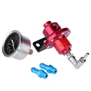 Universal Red Metal Adjustable Car Fuel Pressure Regulator with Oil Gauge A
