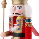 Exquisite Painted 30cm Classic Wooden Fluffy Costume Nutcracker Soldier King