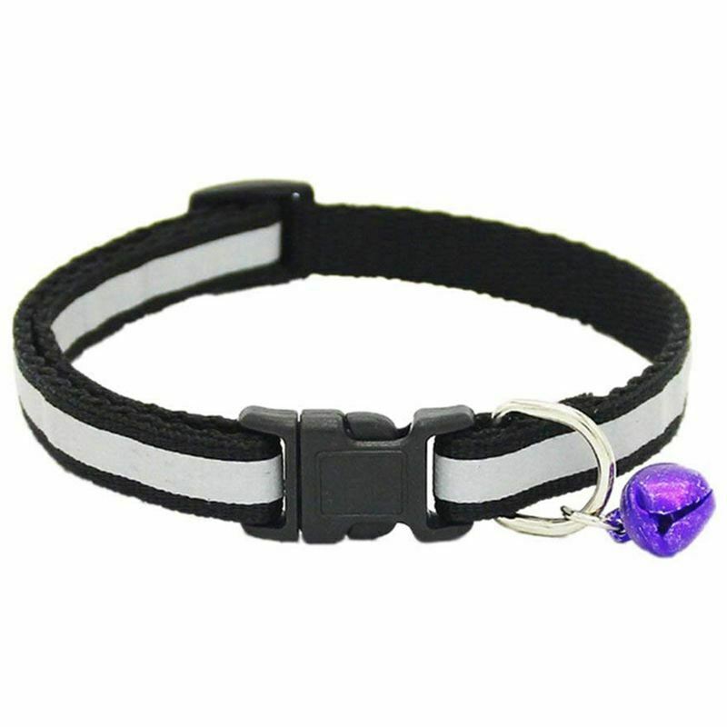 Adjustable Reflective Pet Collar Safety Buckle with Bell for Cat Dog, 3 Pie