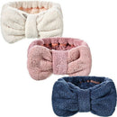 3 Pack Coral Fleece Bowtie Headbands Makeup Headbands Wash Spa Yoga Sports