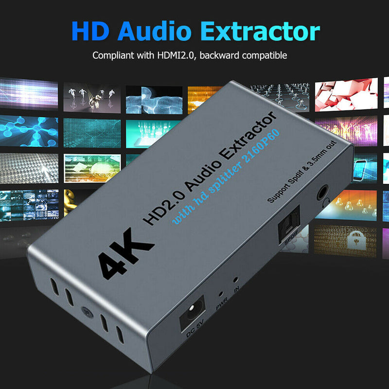 E12A 4K HDMI 2.0 Splitter 1 In 2 Out with SPDIF + 3.5mm Audio Extractor