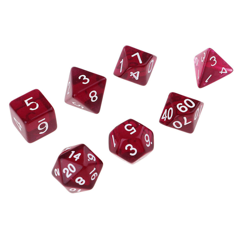 7Pcs Transparent Polygon Dices For Dungeons DND MTG RPG Gaming Dark Purple