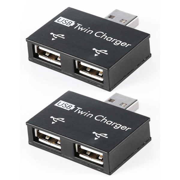 2pcs USB2.0 Male to Female Charger Dual 2 Port USB Splitter Hub Adapter